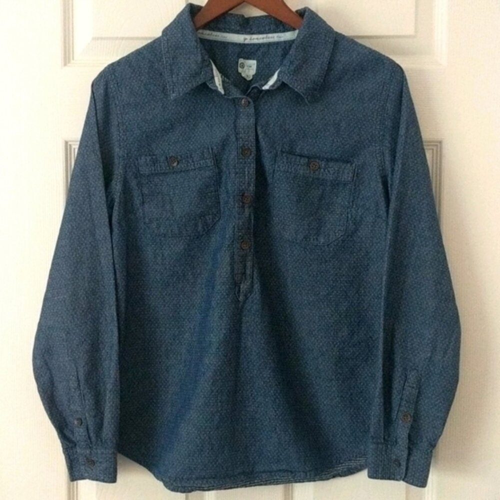 Toms x Target Polka Dot Chambray Long Sleeve Top L